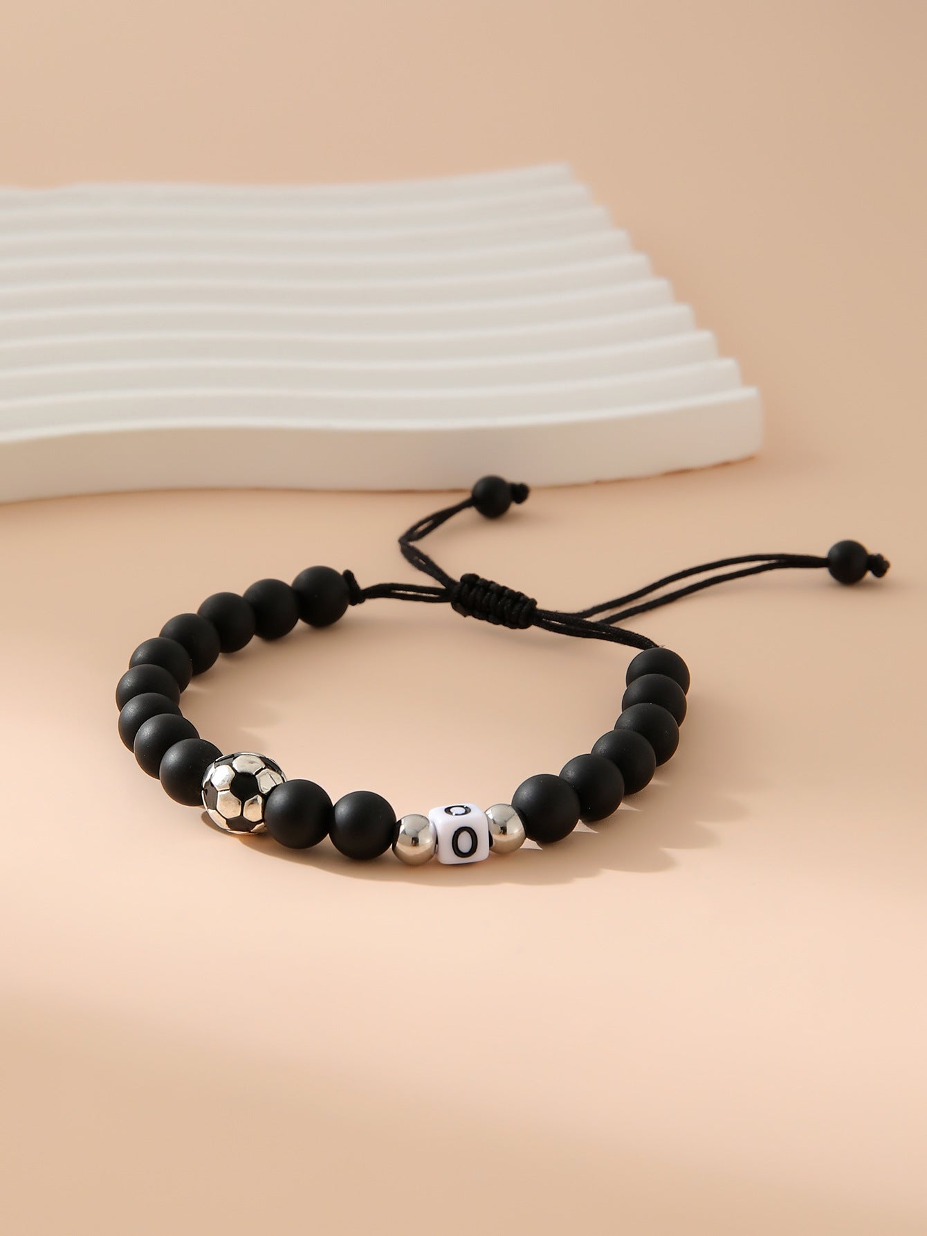 Women's & Men's Black Frosted Football Letters Adjustable For Bracelet