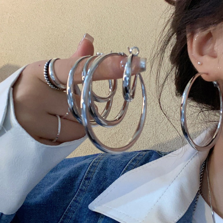 Sier Needle Exaggerated Round Simple Fashion Personalized Cold Style Ear Bracelets