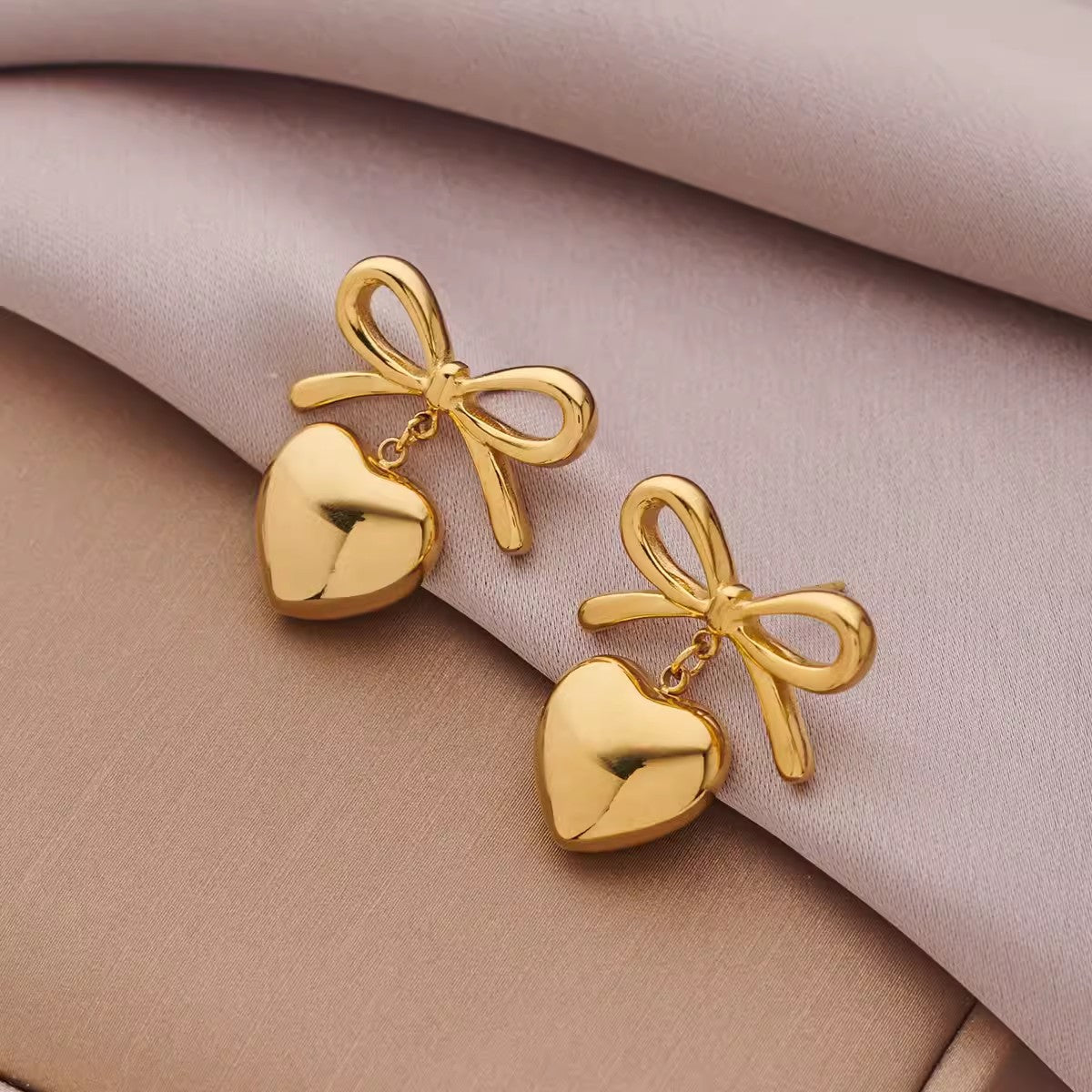 Elegant Love Heart Bow Female Cute Rings