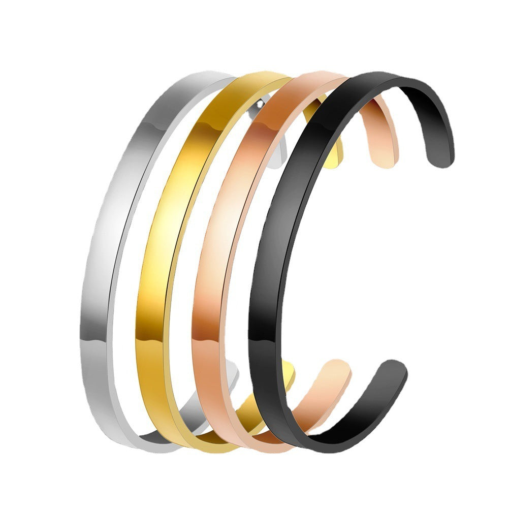 Shaped Titanium Steel Open-end Simple Glossy Bracelet
