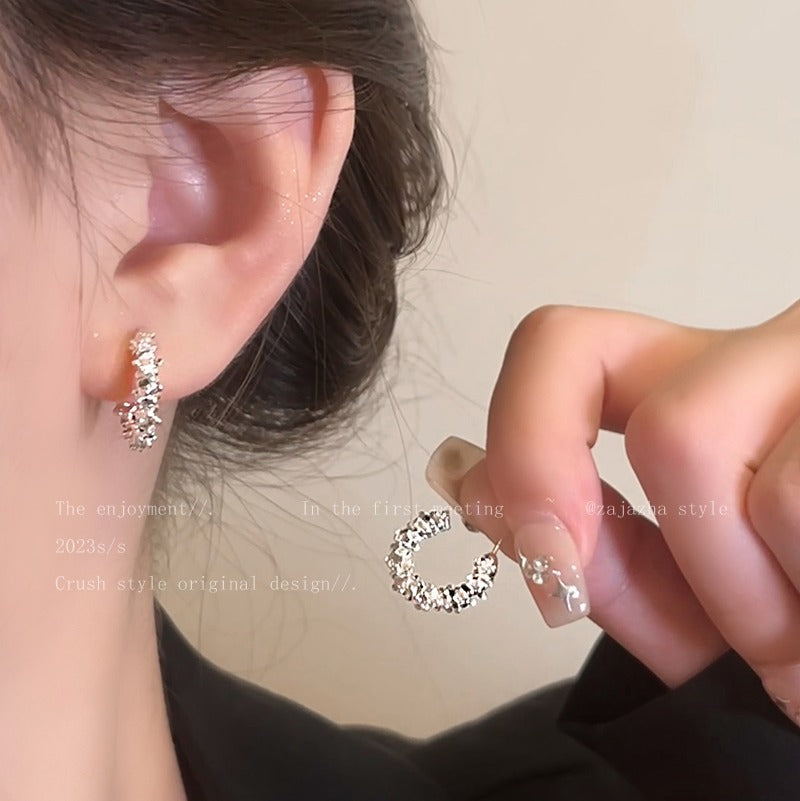 Women's Sier Type Metal Auricular Needle Summer Stud Earrings