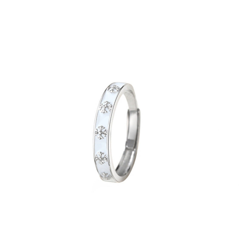 Women's & Men's Couple Personality Luxury Niche Flower Pattern Long-distance Ring