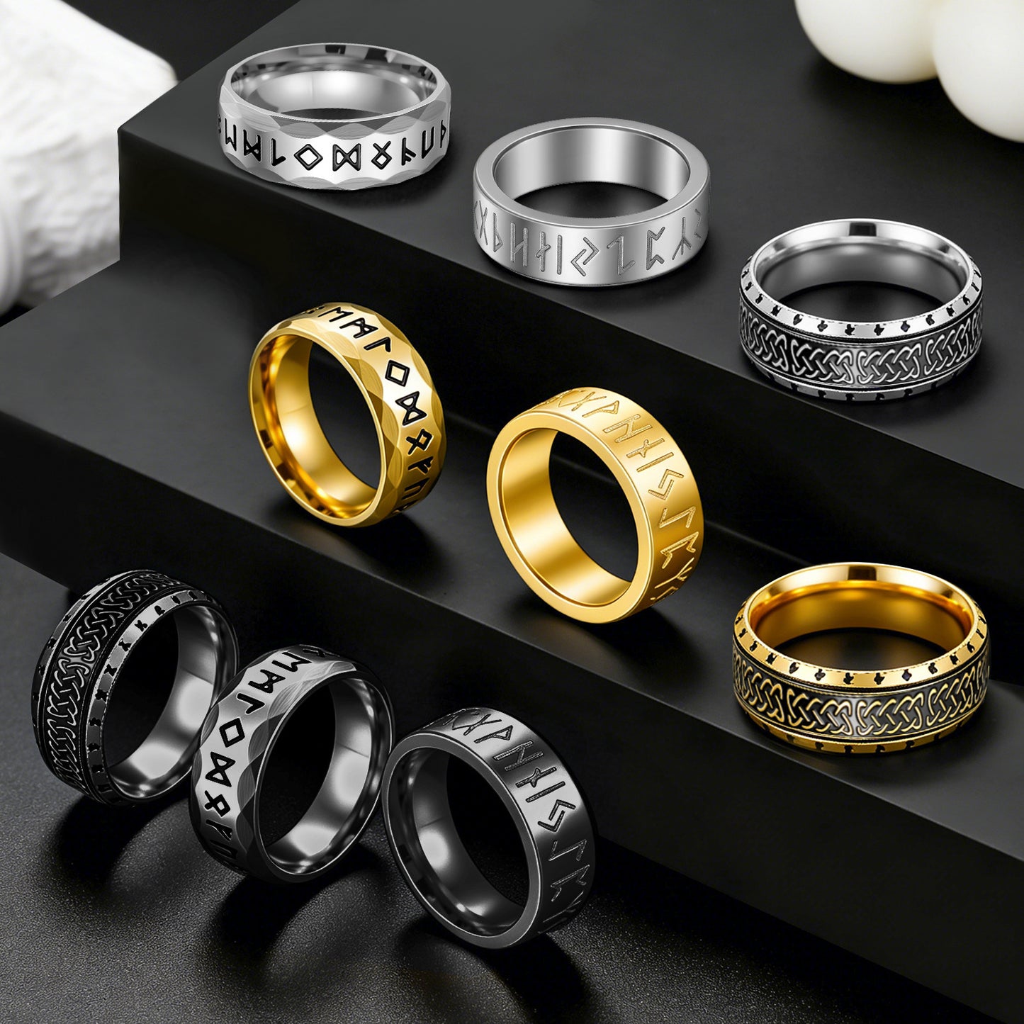 Men's Retro Multiple Pattern Daily Wear Stainless Rings