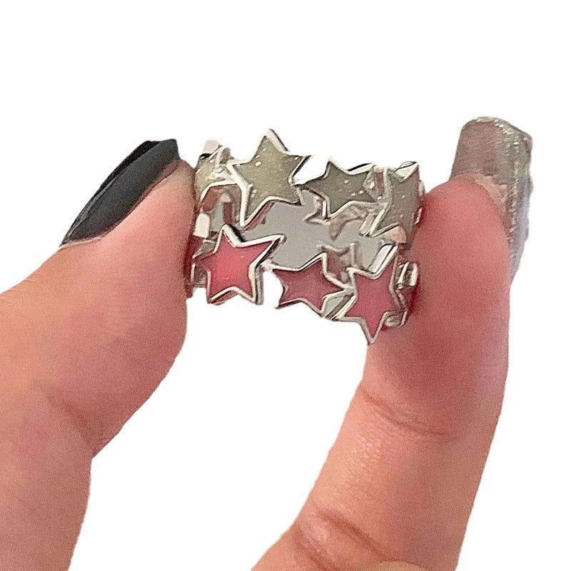 Super Sweet Female Cool Five-pointed Star Niche Flash Rings