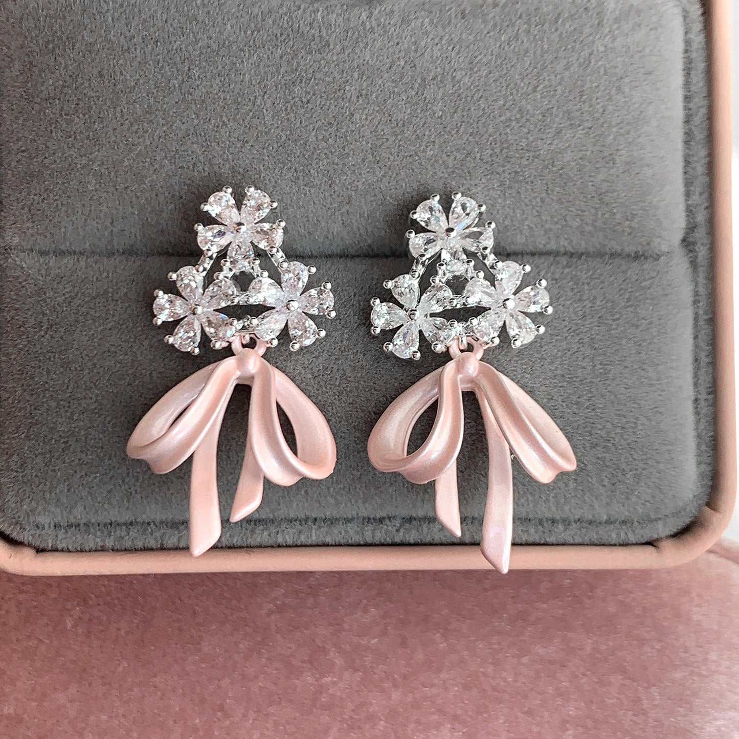 Women's French Zircon Bridal Bouquet For Niche Design Stud Earrings