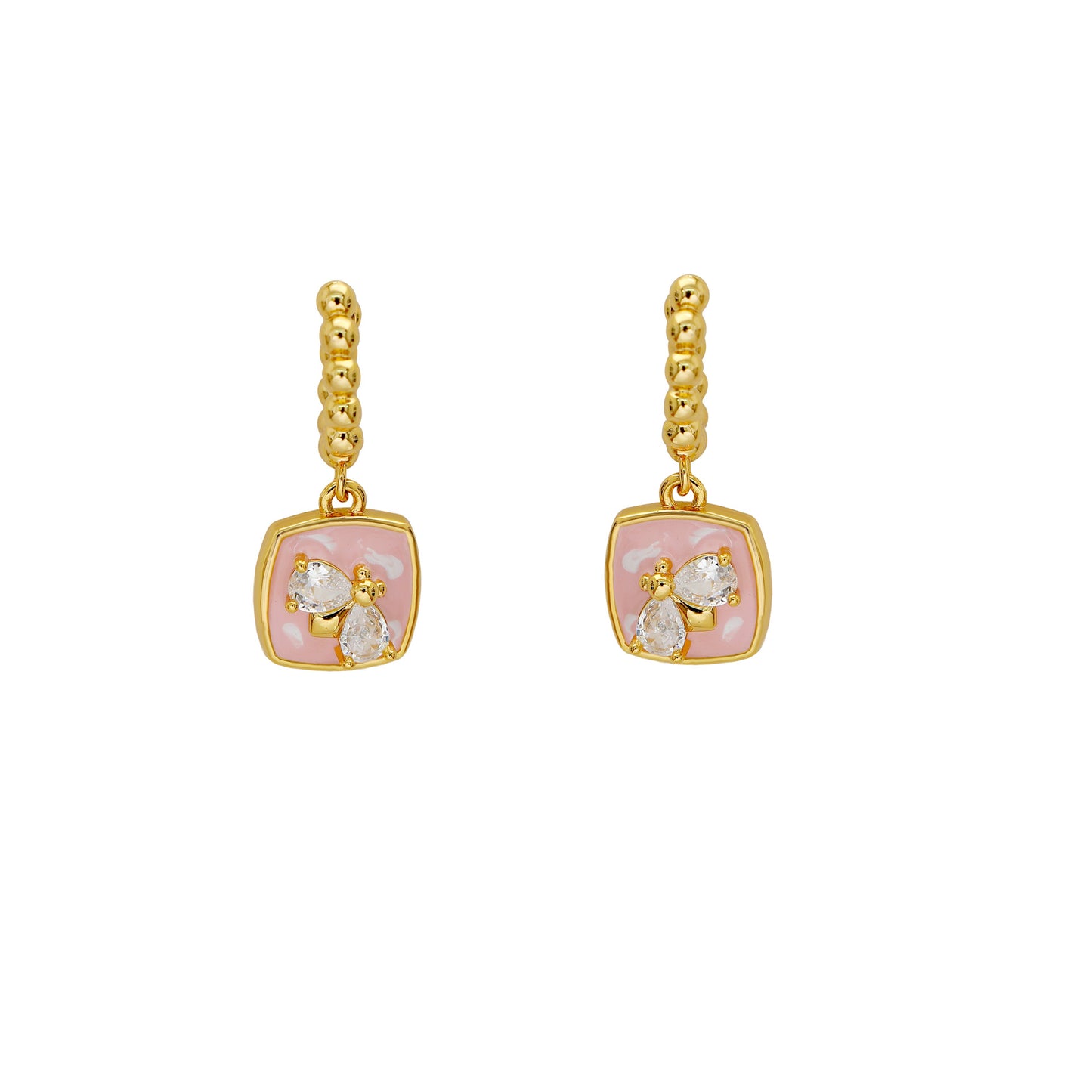 Women's Drip Glazed Pink High-grade Unique Design Light Luxury Zircon Earrings