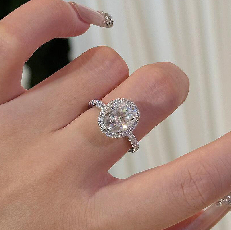 Flower Cut Simulation Moissanite Proposal Opening Female Ring