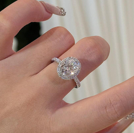 Flower Cut Simulation Moissanite Proposal Opening Female Ring