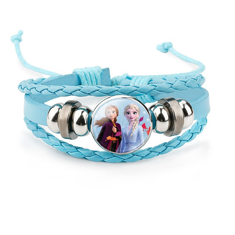 Children's Elsa Hours Cartoon Light Gem Handmade Bracelets