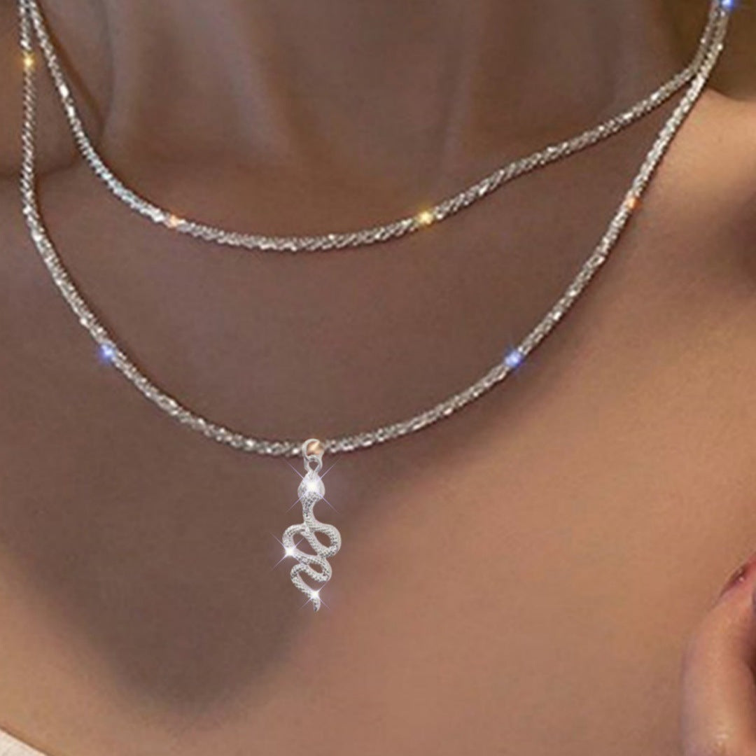 Small Pieces Of Sier Snake-shaped Clavicle Chain Necklaces