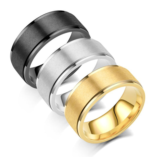 Men's Titanium Steel Frosted Simple Ornament Rings