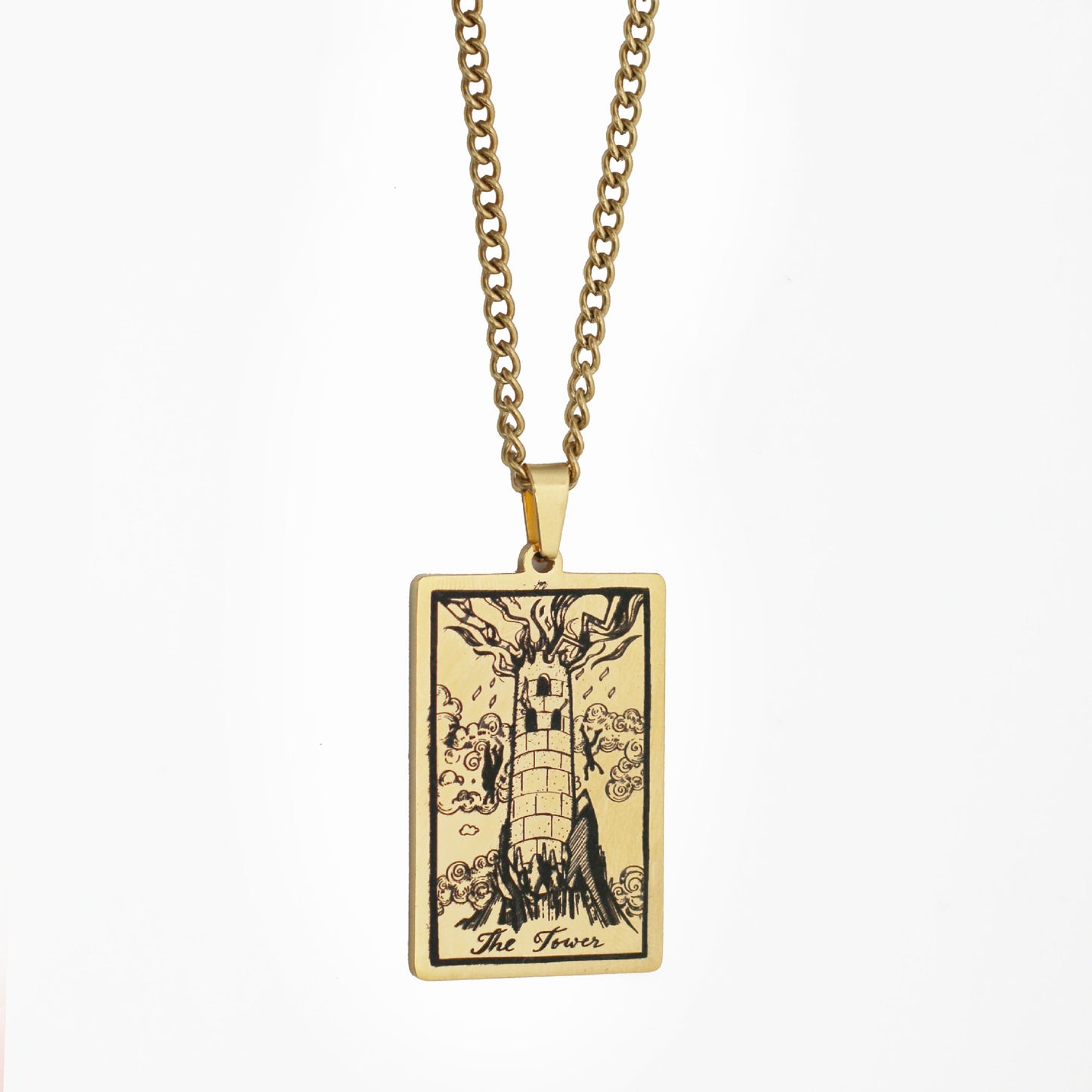 Zhang Tarot Titanium Steel Retro Rectangular Necklaces