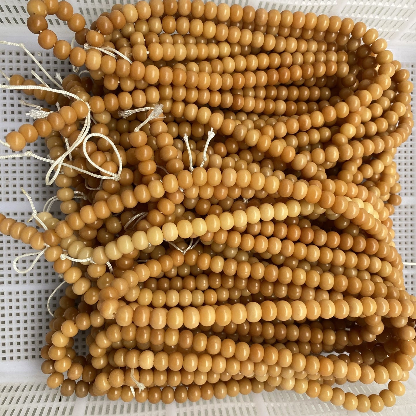 Women's & Men's White Jade Bodhi Corypha Old Barrel Beads Seed Buddha Crafts Bracelet
