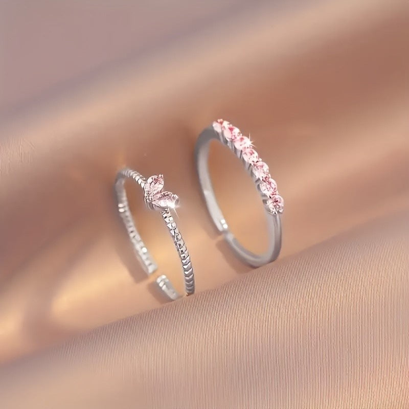 Heart Shape With Diamond Open Simple High Sense Rings