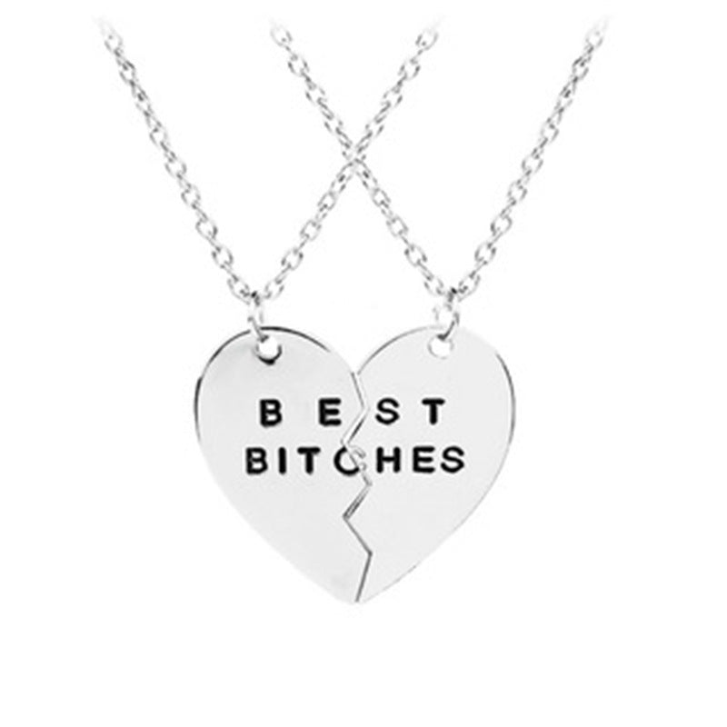 Friend Metal Stitching Love Peach Heart Necklace