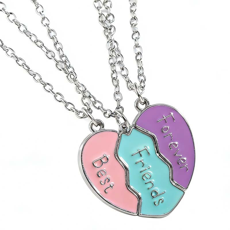 Love Magnetic Good Friend Heart-shaped Three-piece Necklace