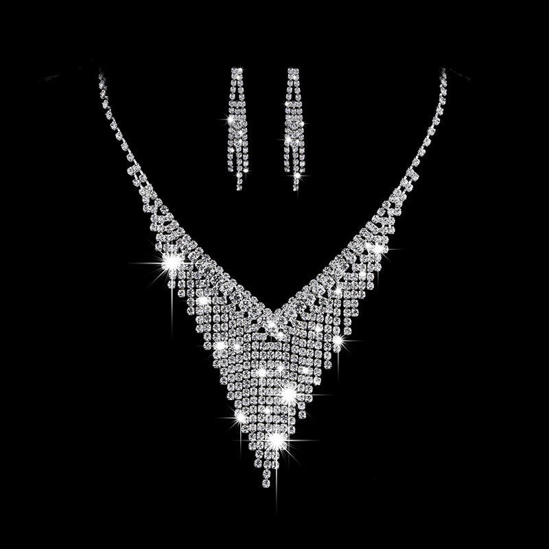 Claw Chain Rhinestone Bridal Eardrop Banquet Necklaces