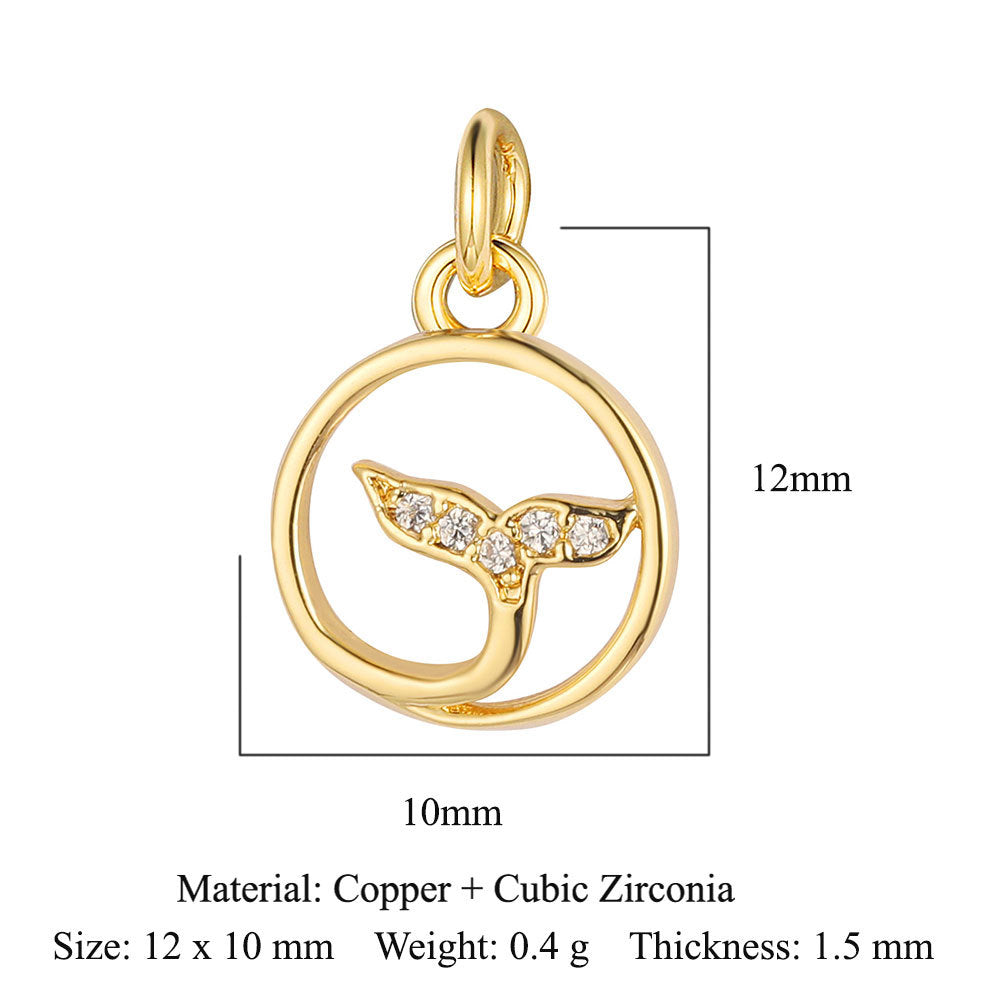 Snake Small Fish Copper Zircon Whale Tail Pendants