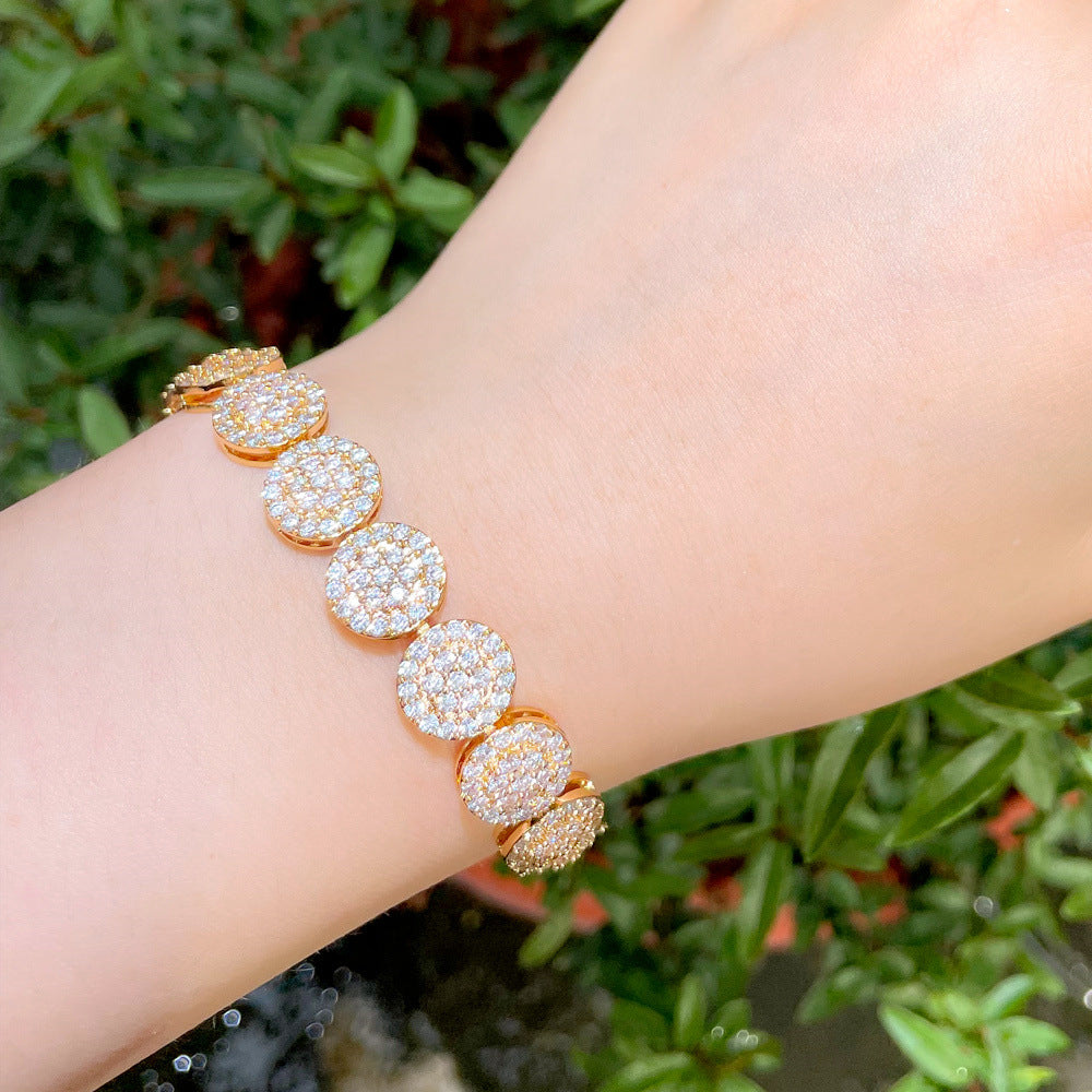 Diamond Round Zircon Exquisite Adjustable Band Extended Buckle Bracelet