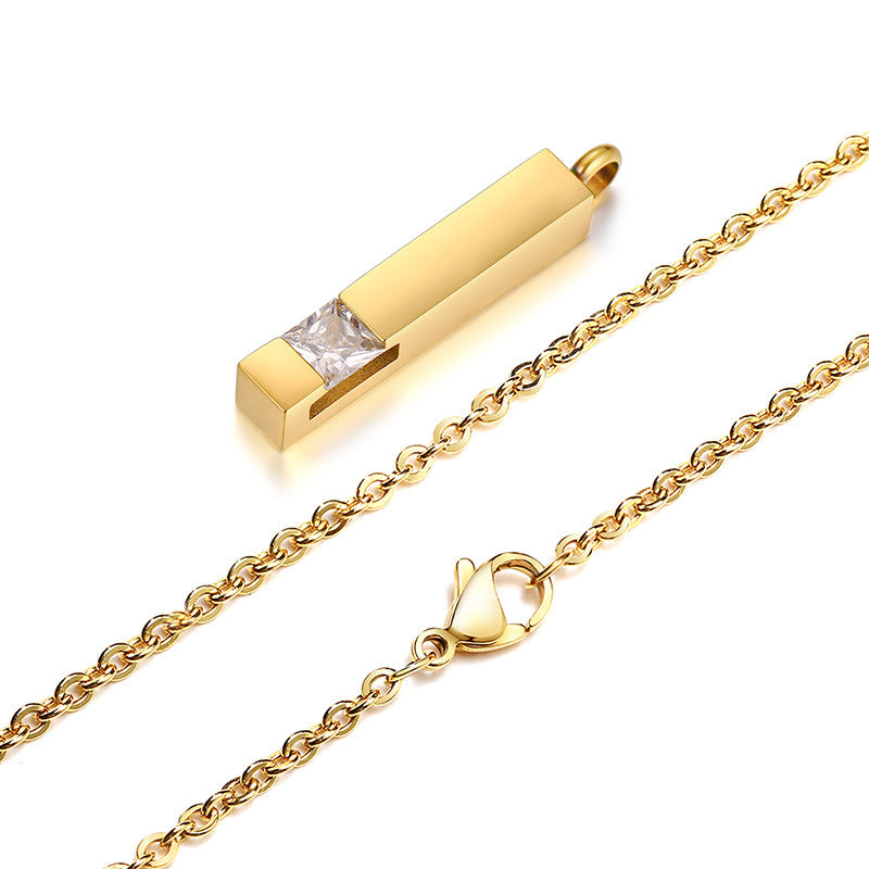 Steel Elegant Geometric Commemorative Birthday Stone Necklaces