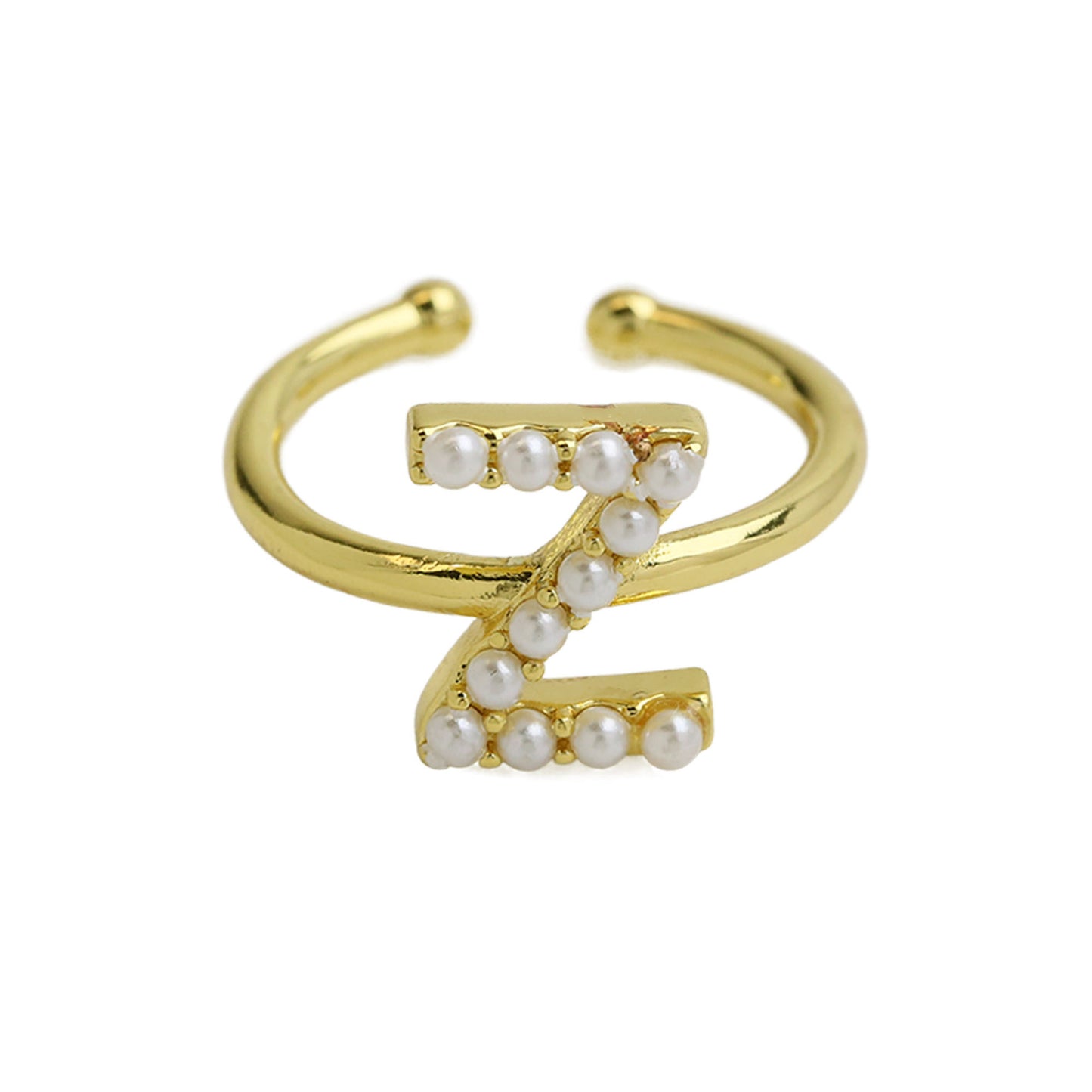 Women's Xi Brass Pearl English Letters Open Rings