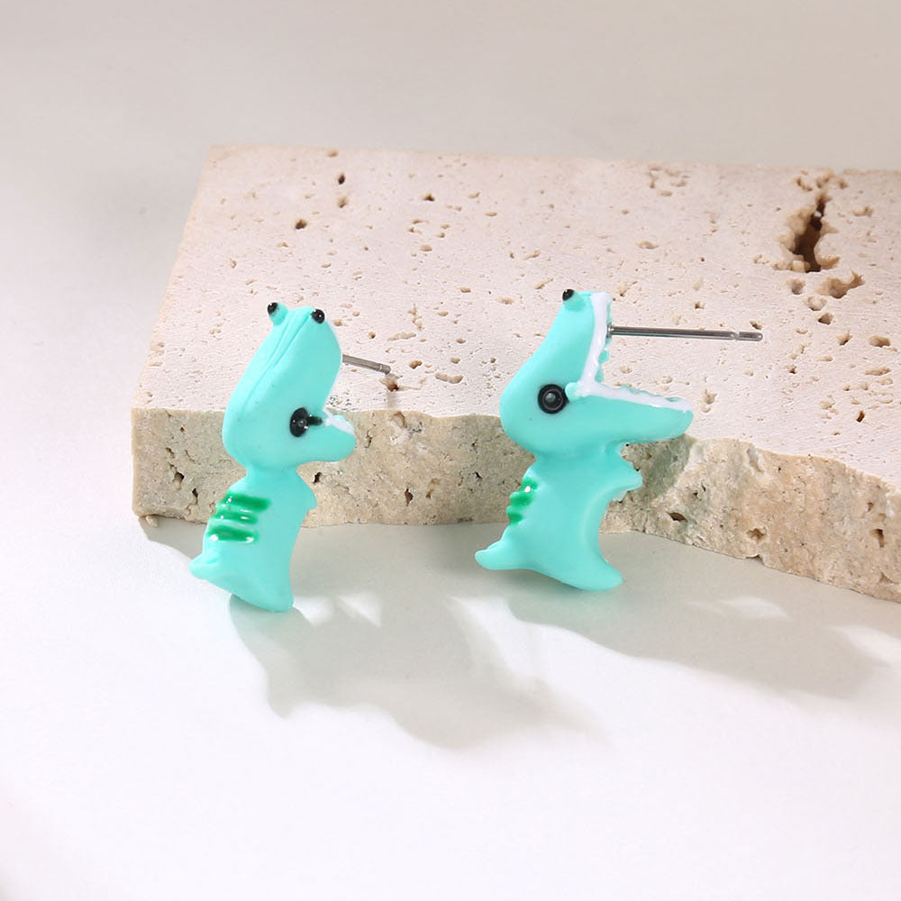 Small Animal Dinosaur Shark Spray Paint Cute Earrings