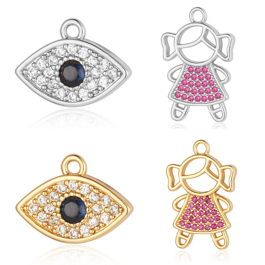 Star Moon Copper Zircon Devil's Eye Pendants