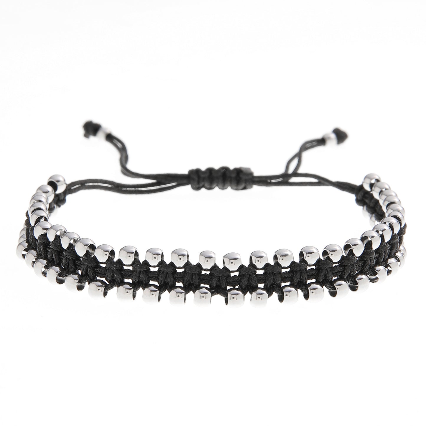 Men's Hand-woven Stainless Steel Beads Adjustable Carrying Bracelets