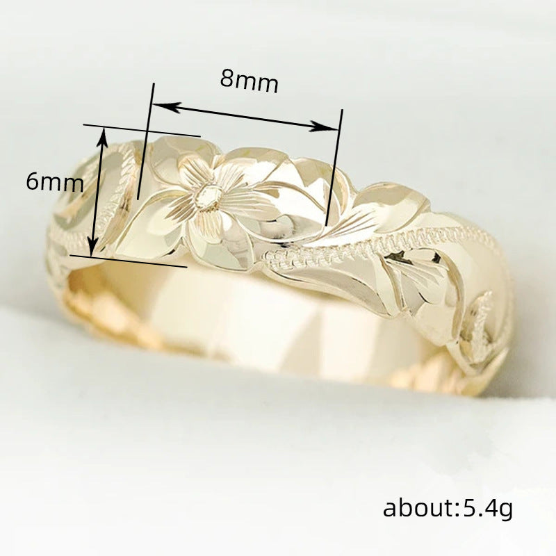 Women's Simple Fashion Textured Rose Flower Vintage Ring