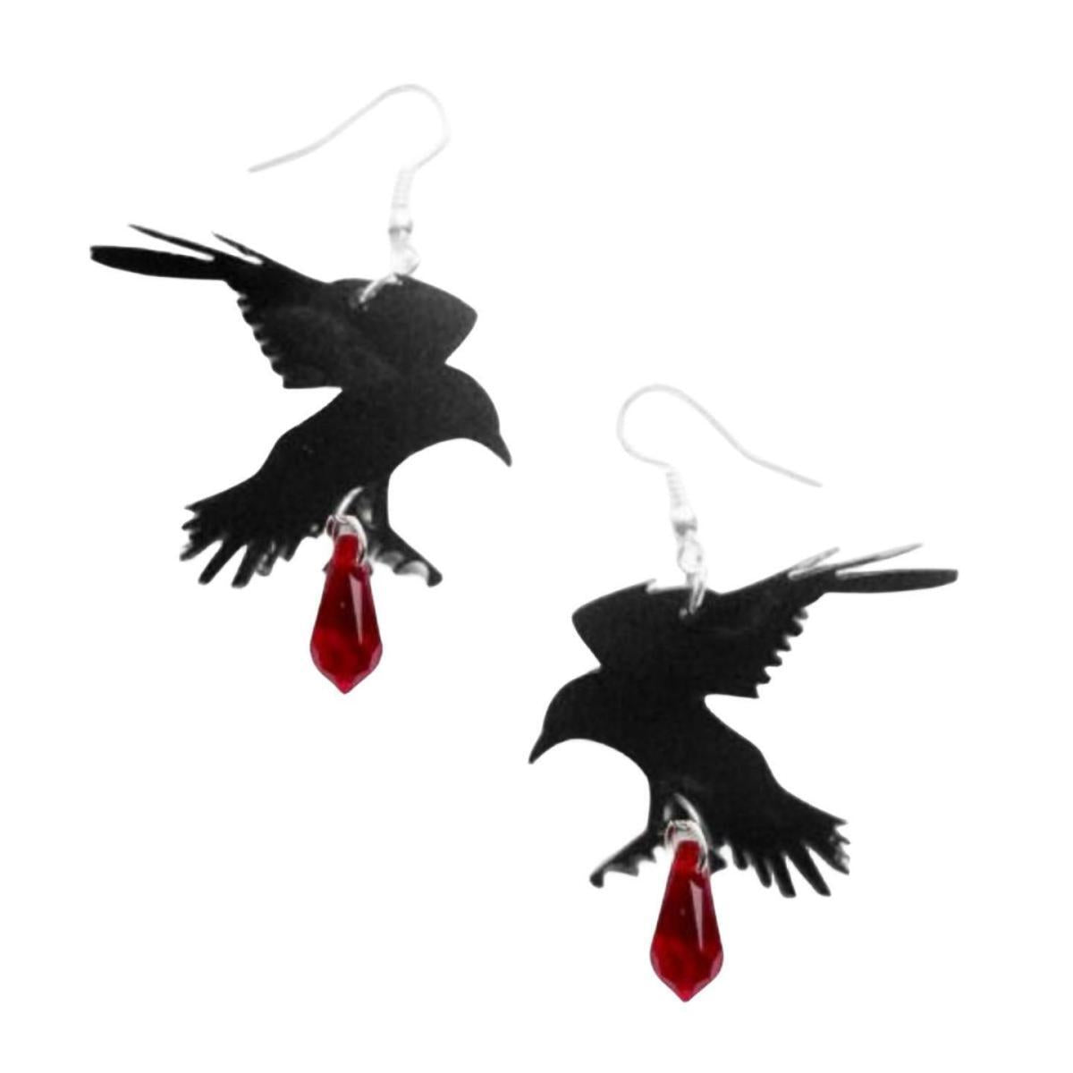 Black Romantic Crow Gothic Punk Alternative Earrings