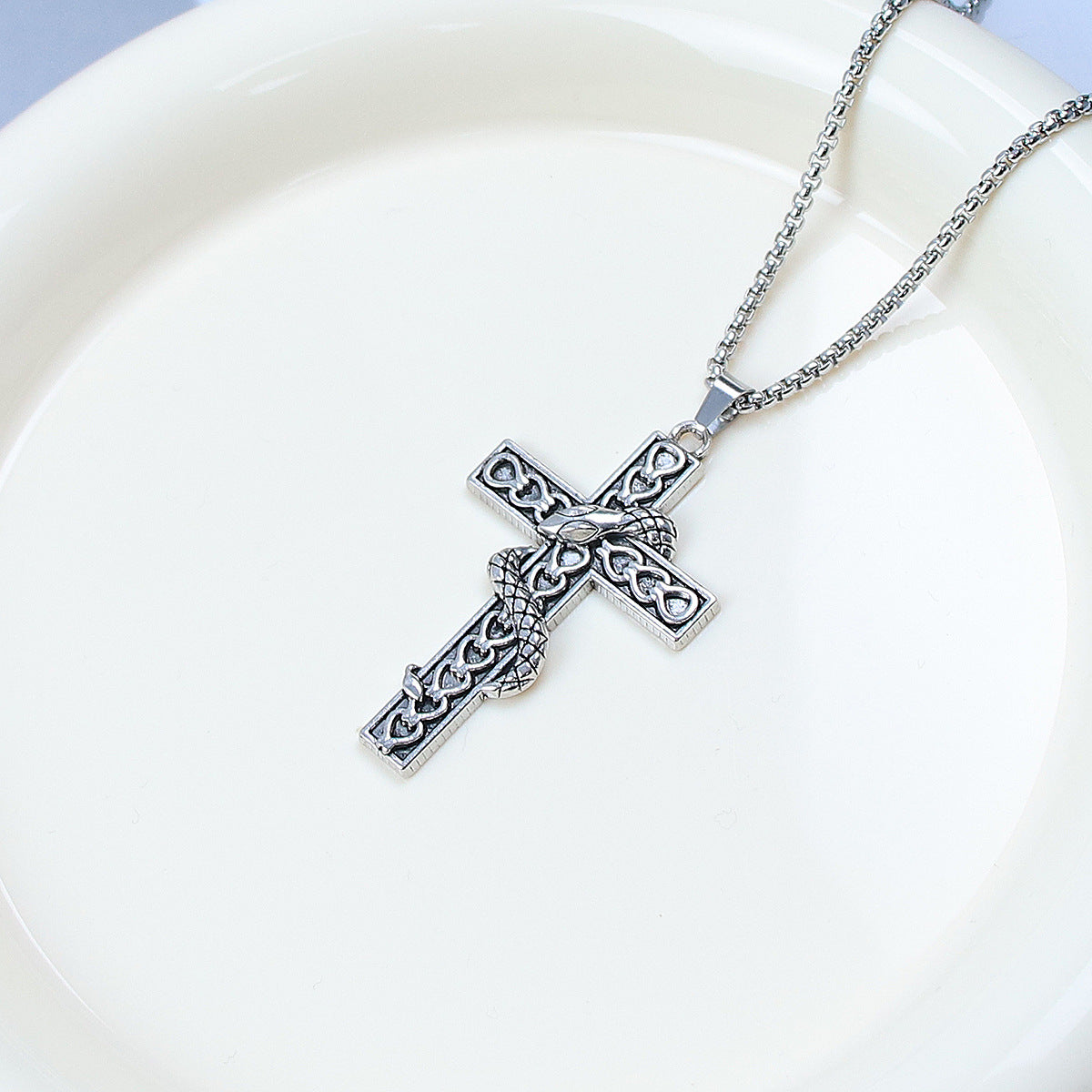 Pearl Cross Versatile Hip Hop Trend Long Necklace