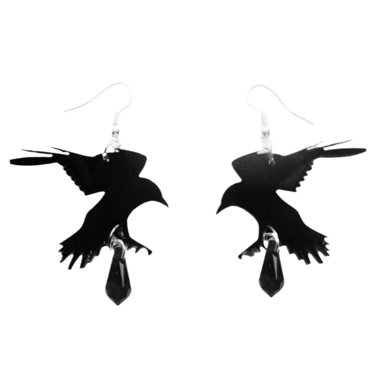 Black Romantic Crow Gothic Punk Alternative Earrings