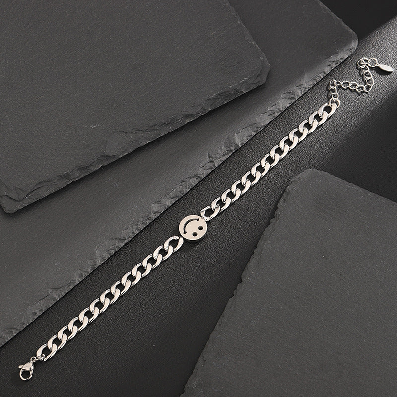 Women's & Men's Titanium Steel Smiley Minimalist Design Hip Hop Style High-grade Bracelet