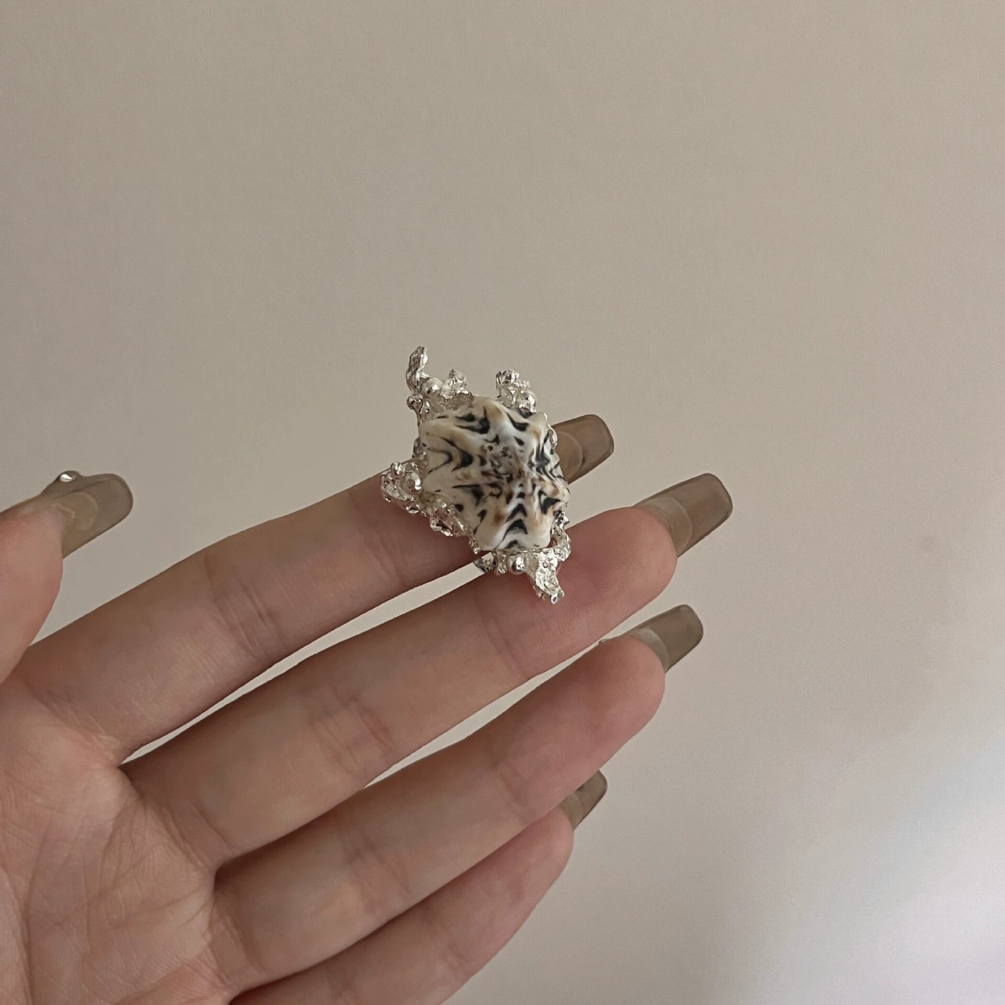 Bohemian Style Niche High-grade Pearl Index Finger Seaside Ring