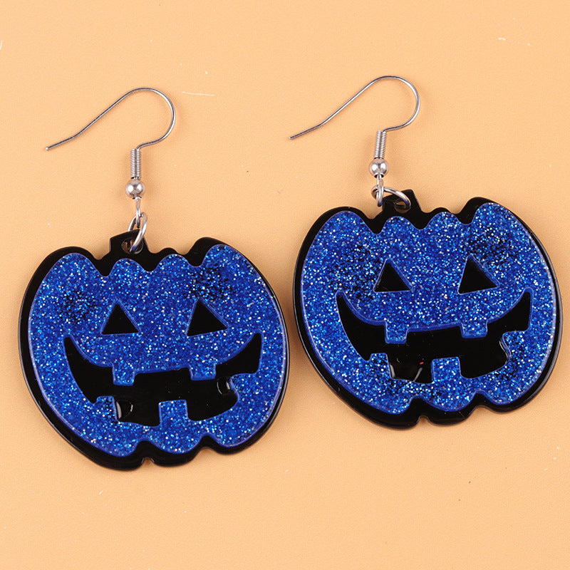 Halloween Design Sense Grimace Pumpkin Acrylic Creative Funny Earrings