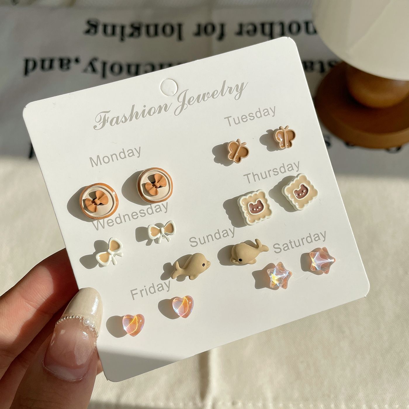 Women's Dog Seven Pairs Storage Ear Sier Earrings