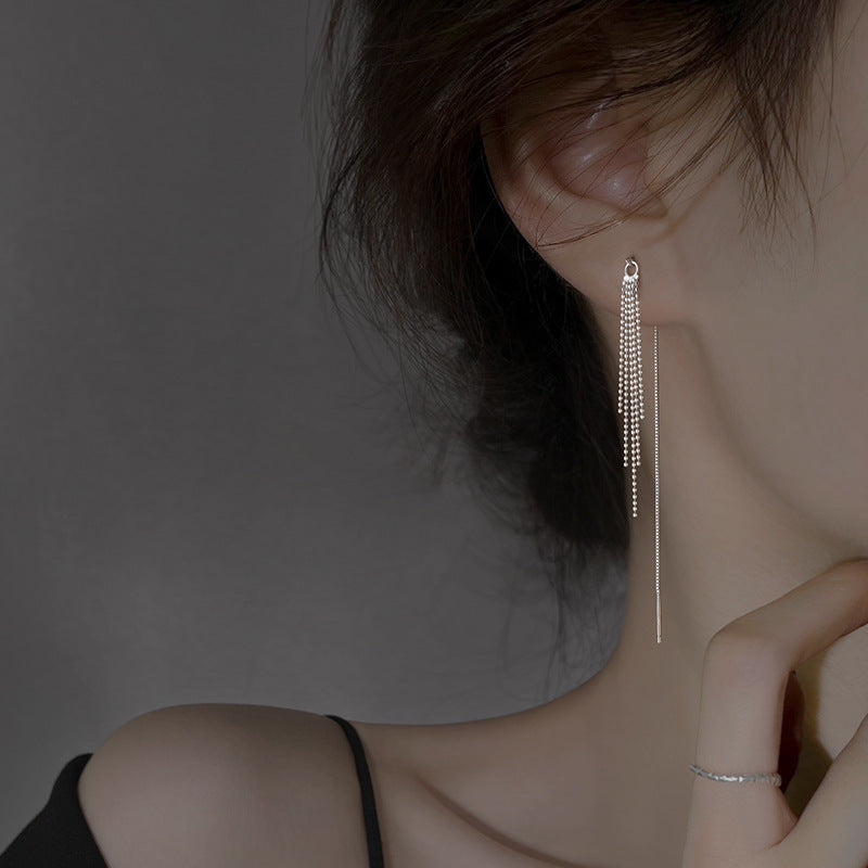 Round Beads Tassel Thread Female Fashion Design Cold Wind Light Ear Line