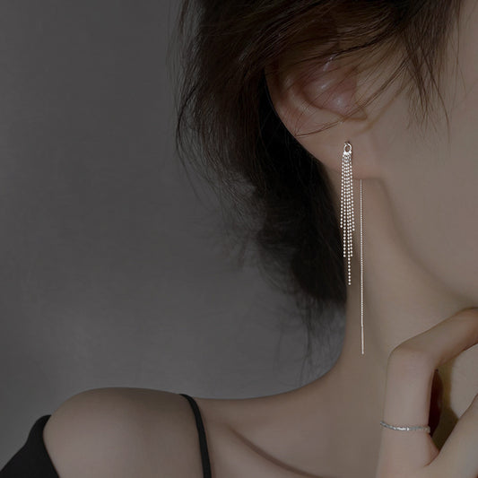 Round Beads Tassel Thread Female Fashion Design Cold Wind Light Ear Line