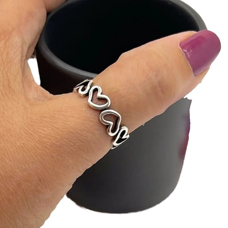 Coffee Billion Hollow Personality Symbol Heart-shaped Sweet Everyday Joker Rings