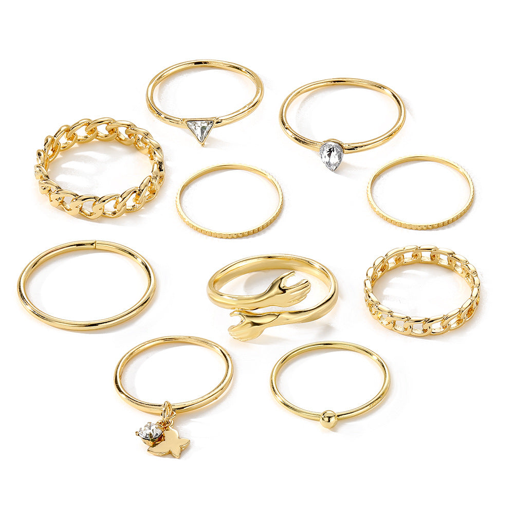 Of Love Alloy Butterfly Open Gold Multi Rings