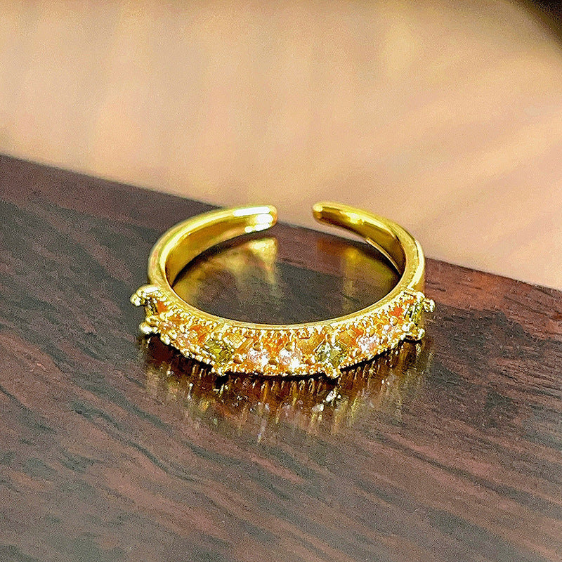 Twist Colored Gems Full Diamond Color Zirconium Ring