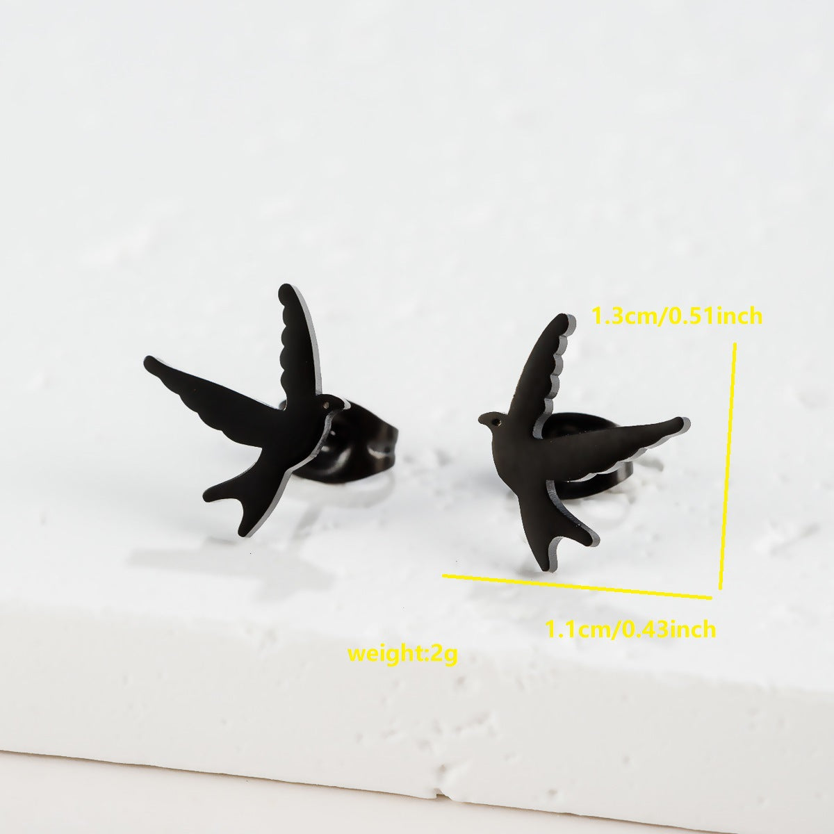 Small Animal Cat Plaid Bird Ear Geometry Stud Earrings