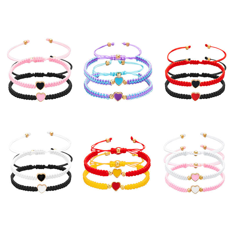 Women's & Men's Drop Oil Love Hand Woven Rope Fresh Bracelets