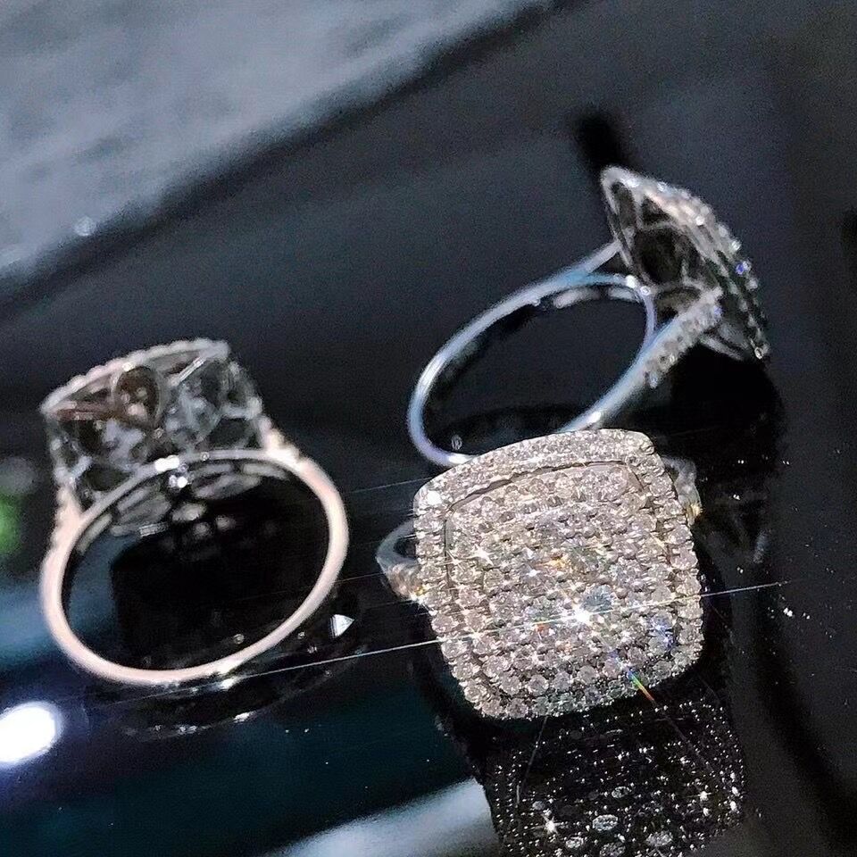Rhinestone Square Princess Fashion Female Engagement Rings