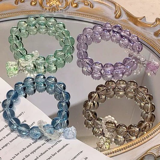 Imitation Crystal Colored Glaze Glass Gift Couple Hand Bracelet