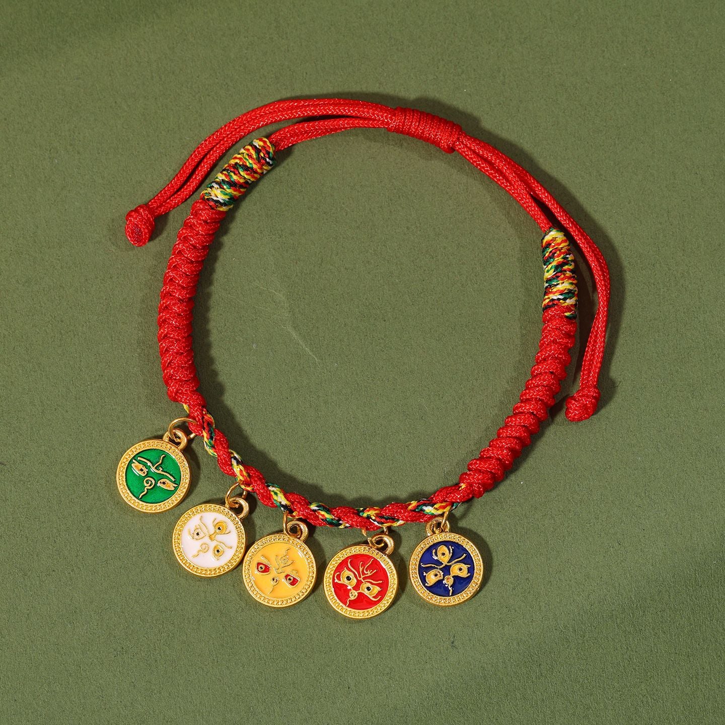 Rope Five Gods Of Wealth Hand-woven Peach Blossom Knot Ethnic Bracelets