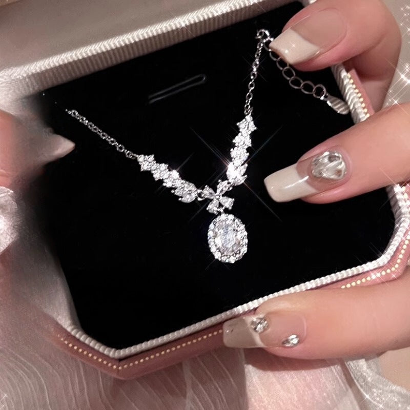 Wings Trendy Autumn Flash Goose Egg Gem Sier Clavicle Necklace