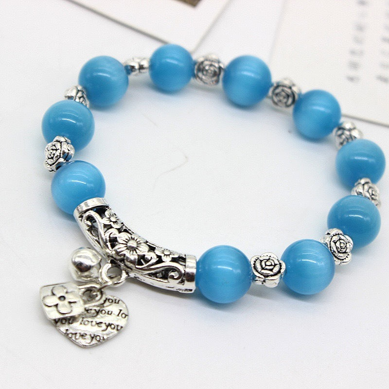 Women's Sier Hand Ethnic Style Handmade Beaded Opal String Bracelet
