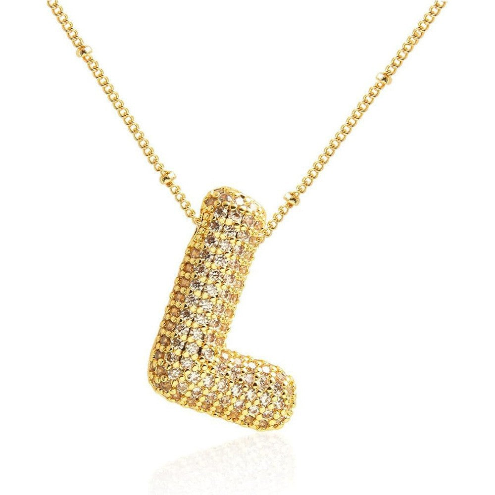 Women's Inlaid Zircon Full Diamond Bubble Letter Pendants