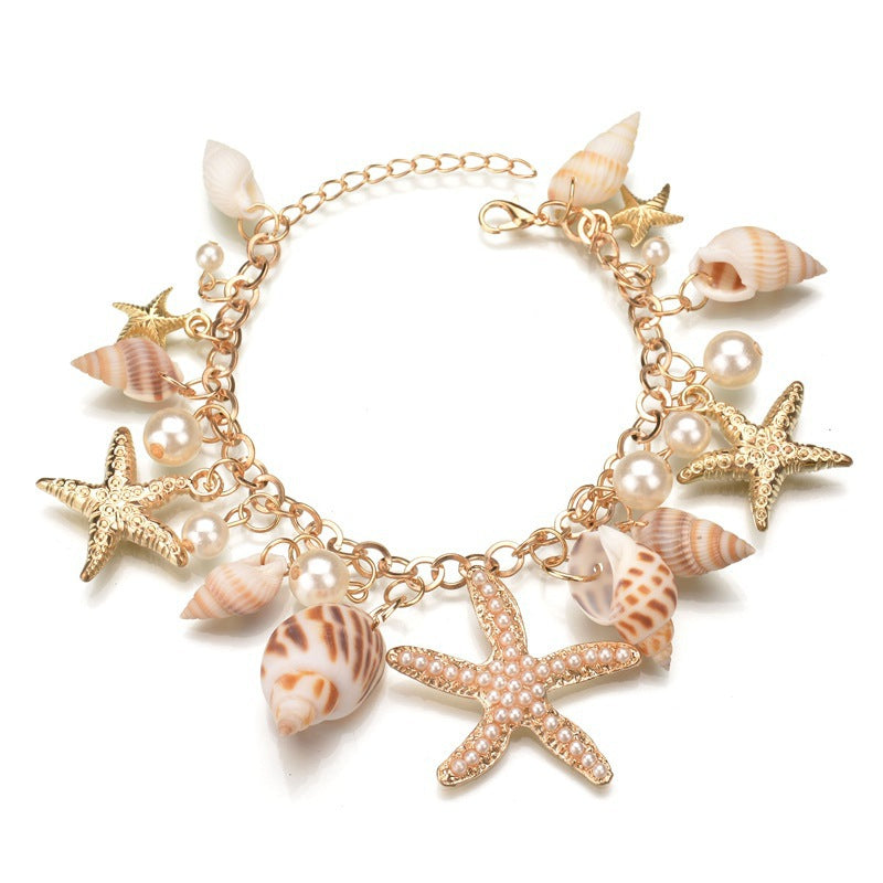 Women's Style Fashion Tidal Ocean Boho Conch Starfish Bracelets